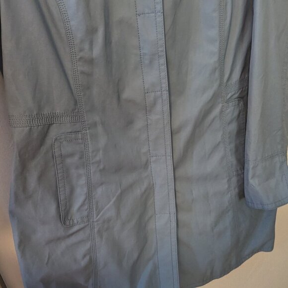Eddie Bauer Trench Rain Coat Weatheredge Long Knee Length Blue Size Large - Picture 5 of 8